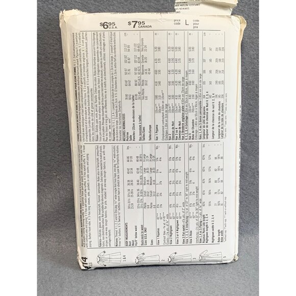 Simplicity Pattern 9363 Womens Nightgown Pajamas Sewing Size Large 80s uncut - Picture 2 of 2